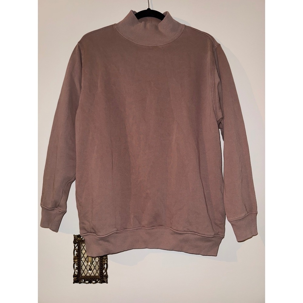 Aerie Mock Neck Oversized Sweatshirt Mauve Pink Long Sleeve Pullover XS - Picture 1 of 5